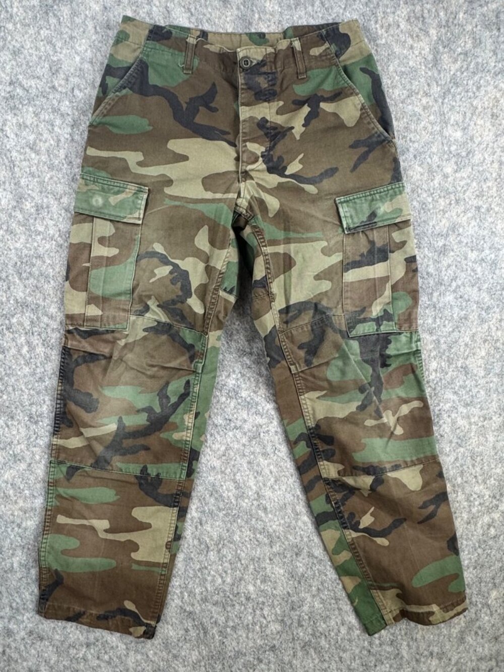 Mens Camo Cargo Army Pants Sz Small Short Button Fly Cotton